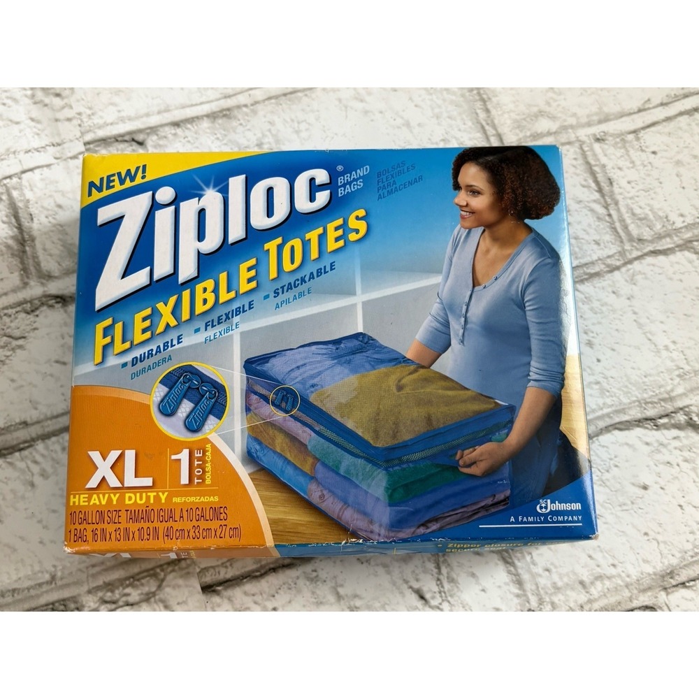 NEW Ziploc X-Large Flexible Storage Tote 10 Gallon Clear Plastic Rare